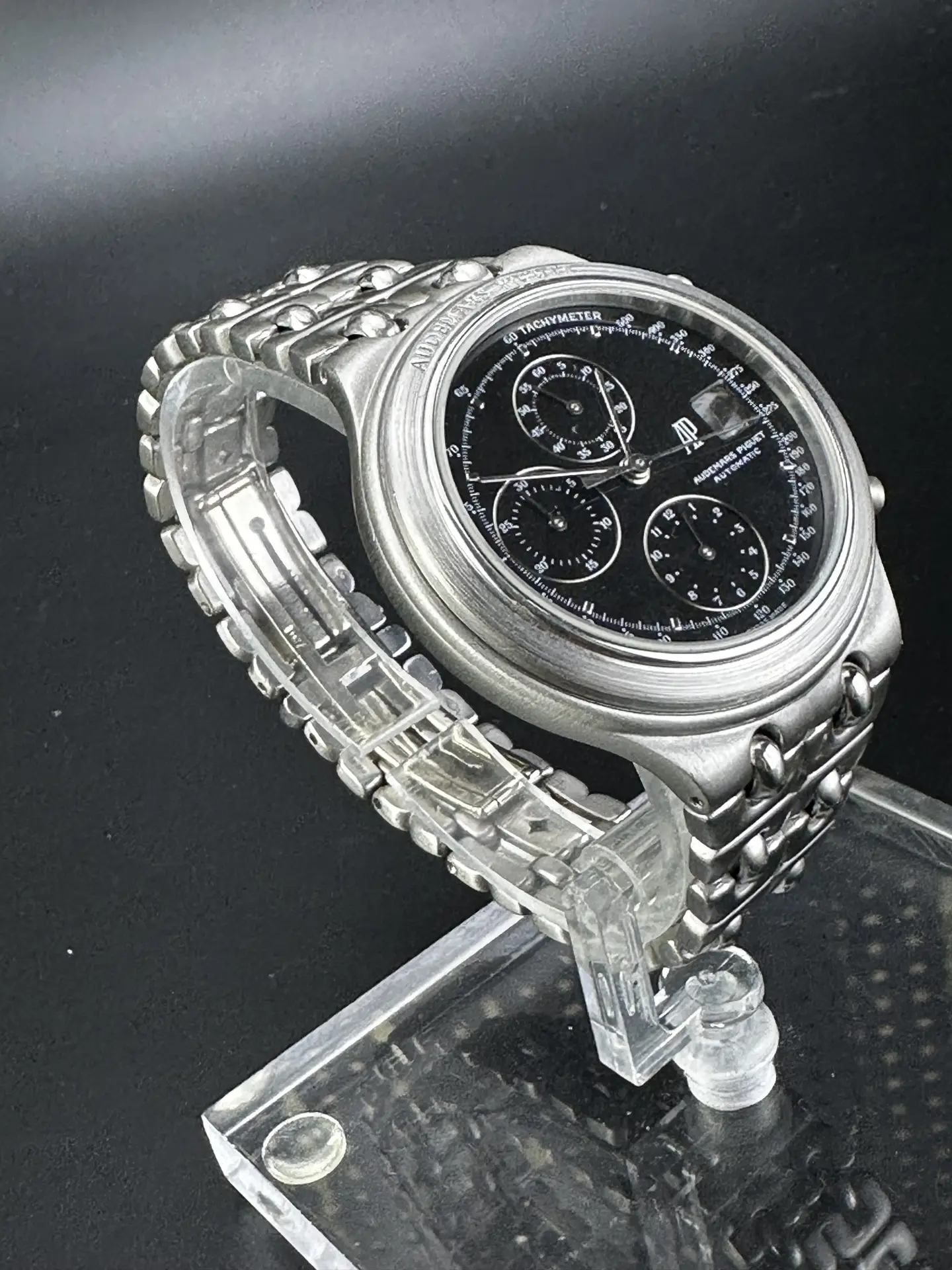 Audemars Piguet Huitieme Chronograph ref. 25644PT in Platinum and with tropical dial and possibly unique AP platinum bracelet