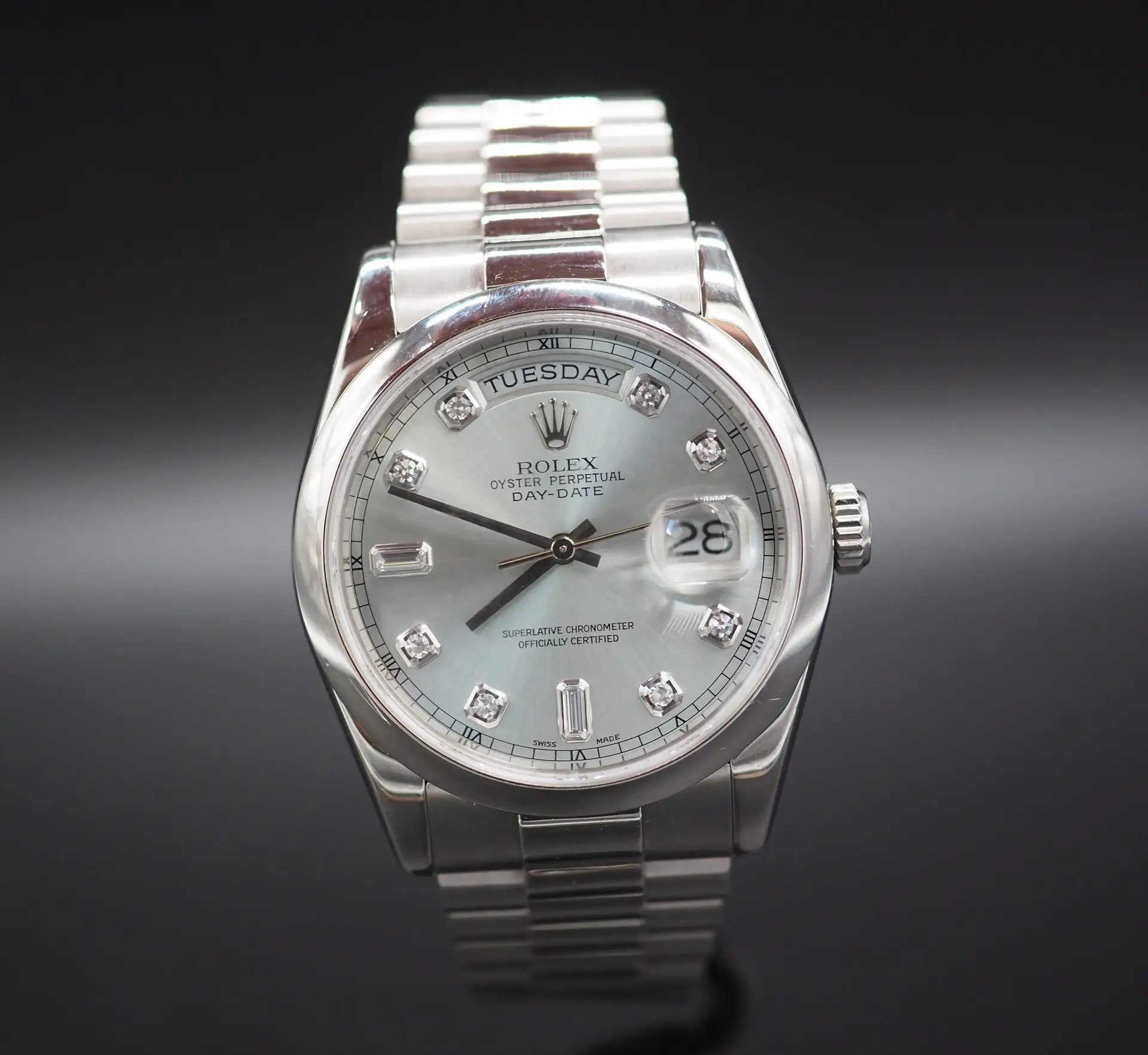 Rolex Day-Date 118206 with Ice Blue Dial in Full Platinum