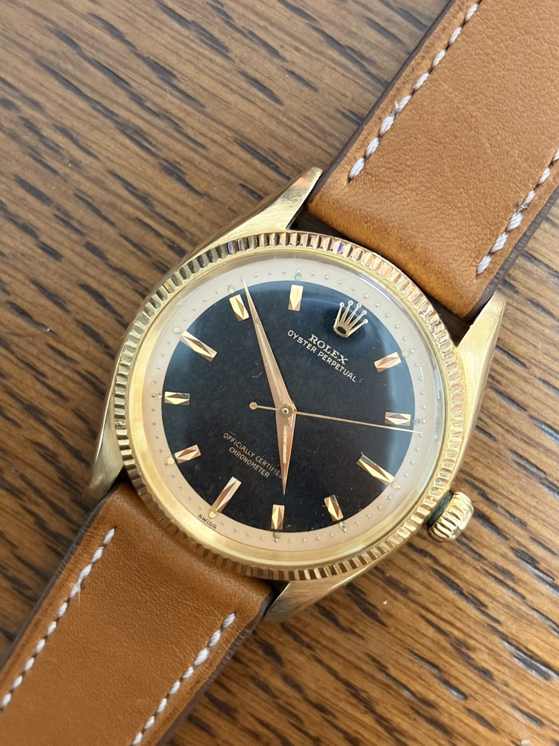 Rolex Ref. 6567 in 18k Pink Gold with Special Black Lacquer Dial