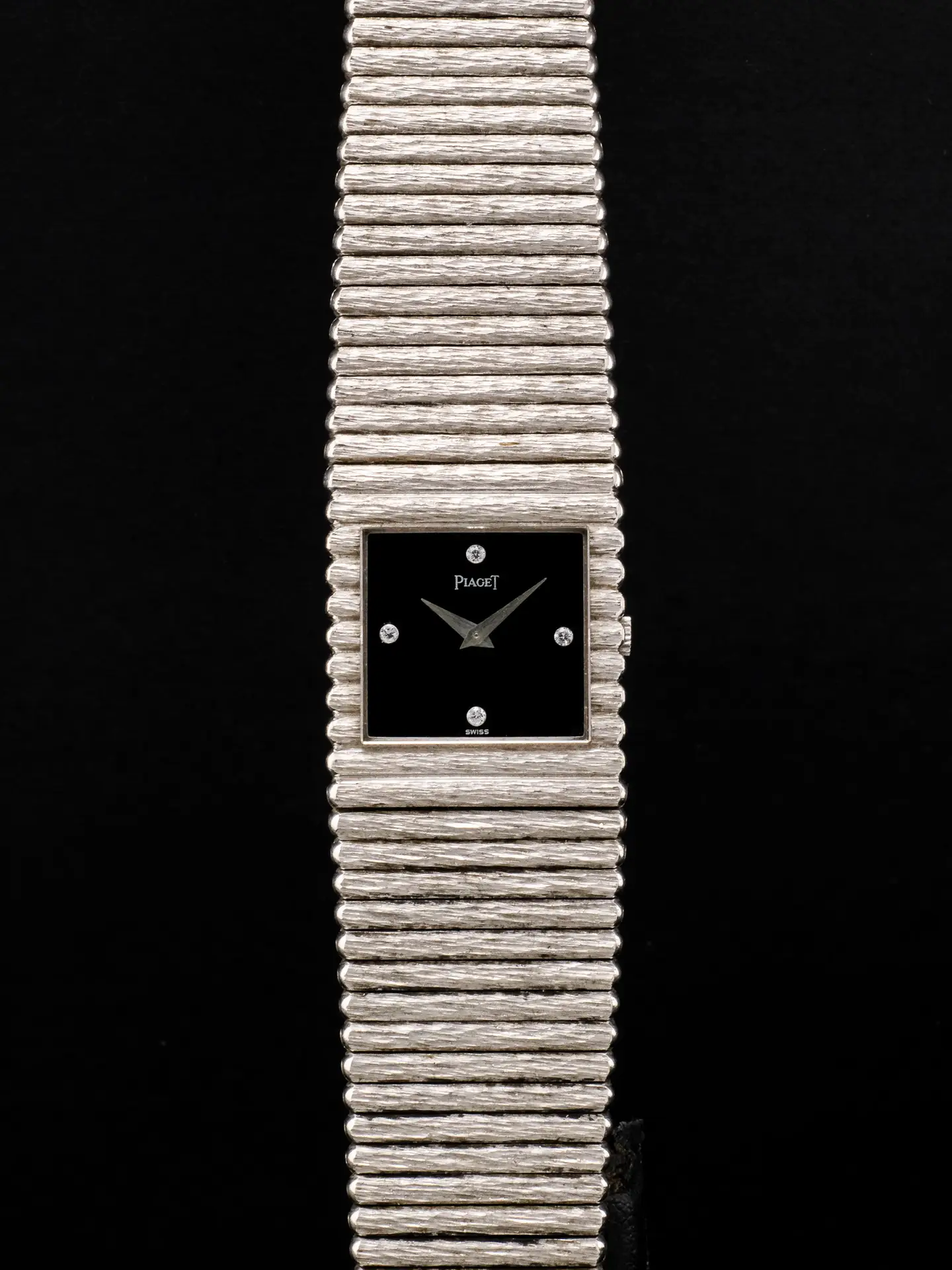 Piaget Dress Watch in White Gold with Frosted Finishing and Onyx Dial