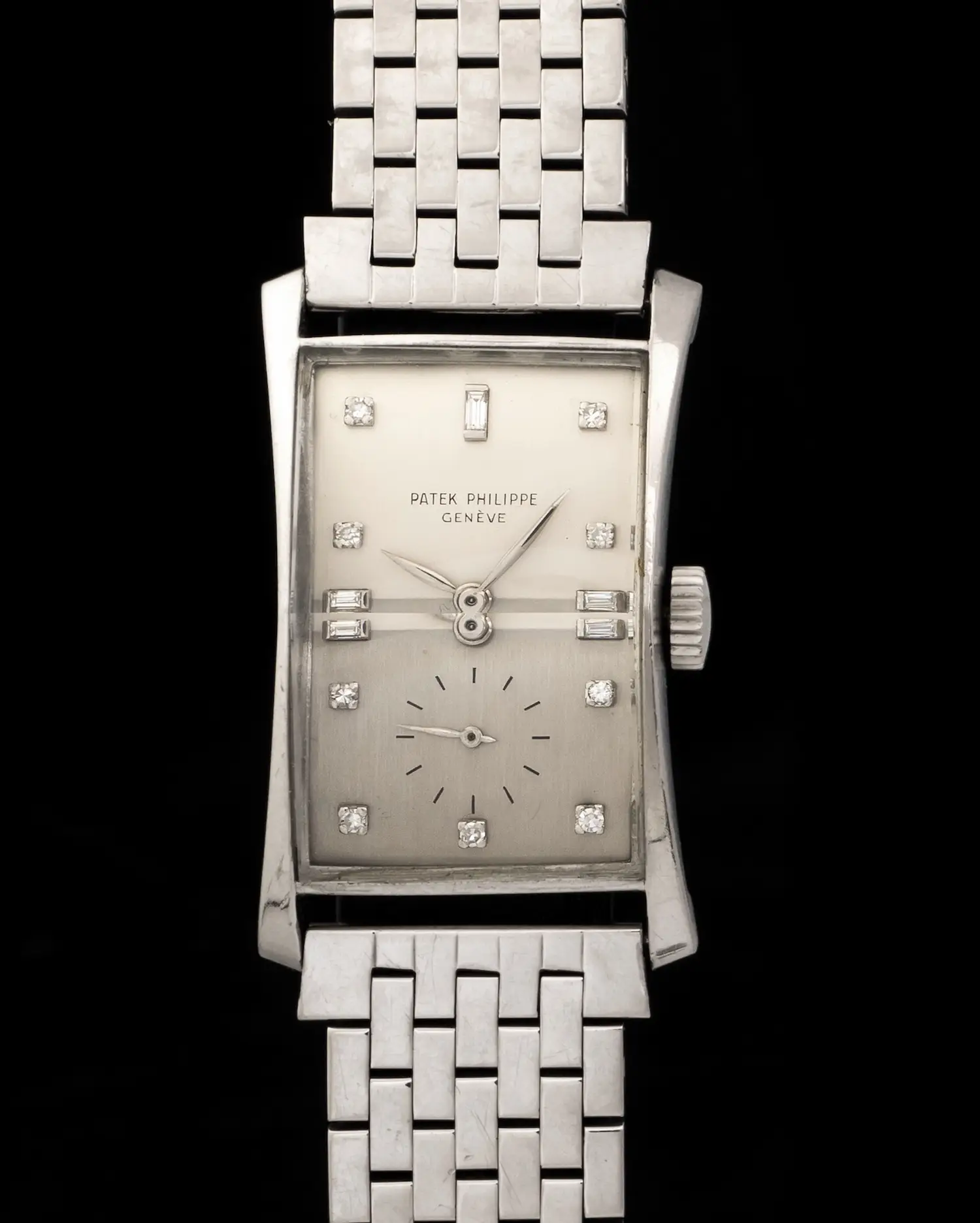 Patek Philippe Tegola Ref 1593 in Platinum with Platinum Bracelet from 1950 Accompanied by Original Extract of Archives Document